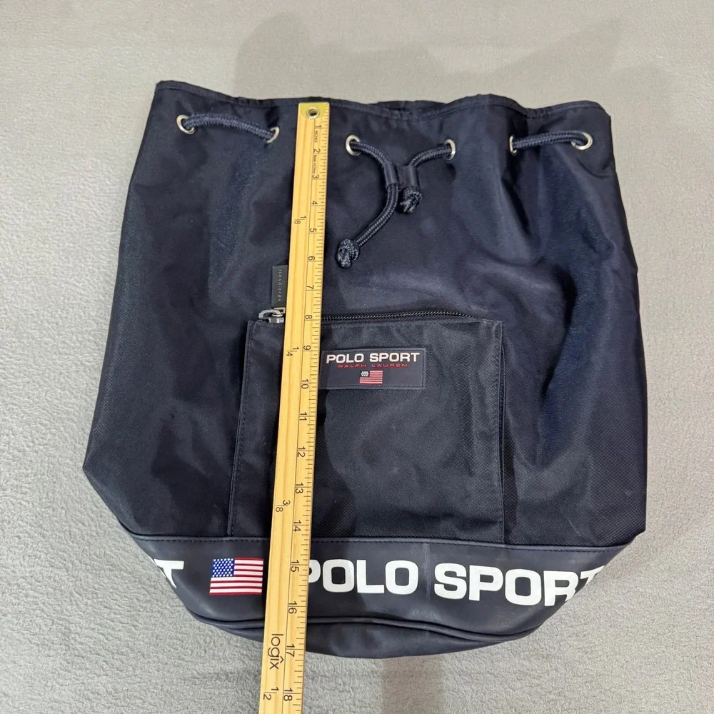 Polo Sport Backpack Large Navy Blue Nylon Vintage Drawstring Bucket Bag